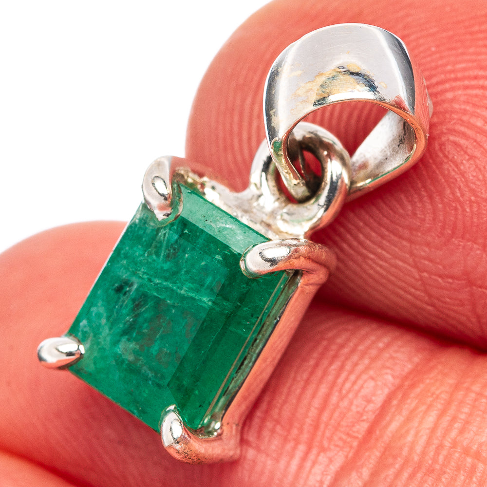 Rare Premium Zambian Emerald Pendant 3/4" (.925 Sterling Silver)
