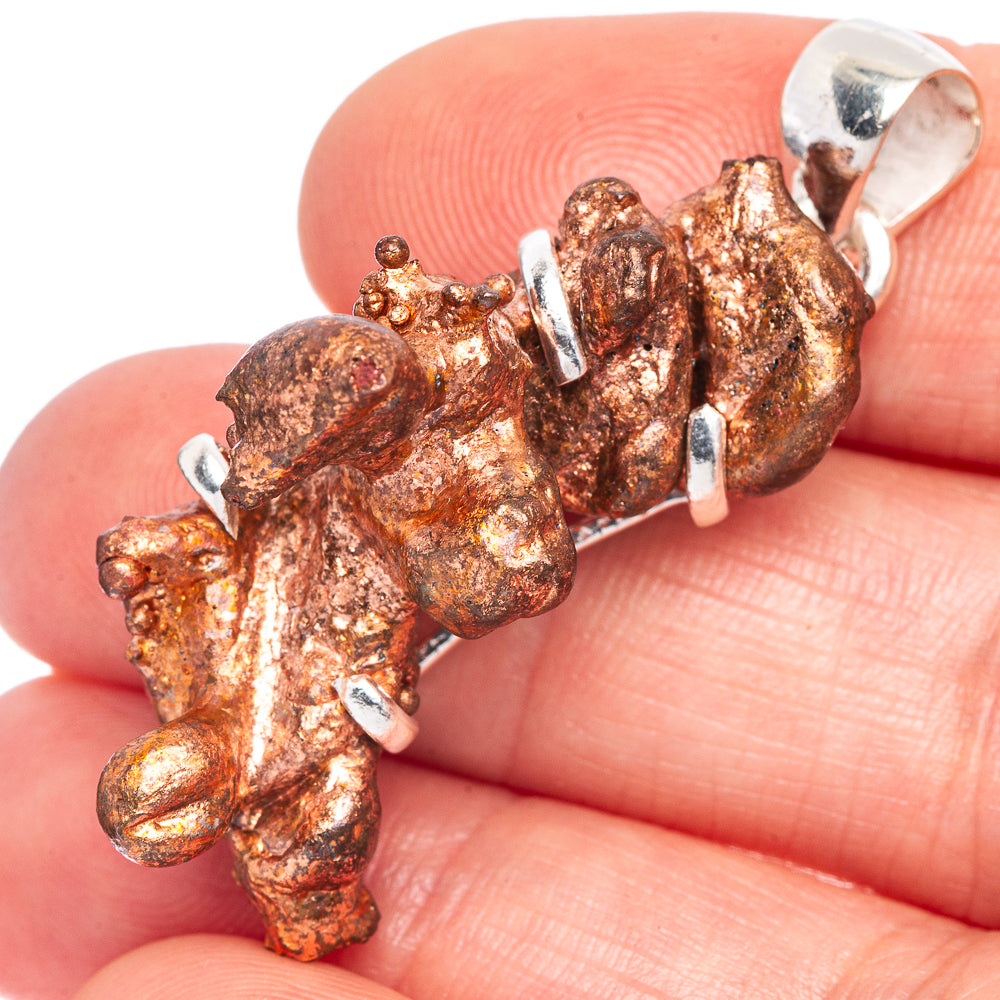 Raw Copper Nugget Pendant 1 5/8" (925 Sterling Silver) P41539