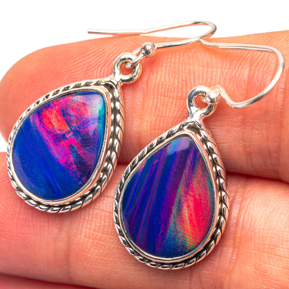 Aura Opal Earrings 1 3/8" (925 Sterling Silver) E432243