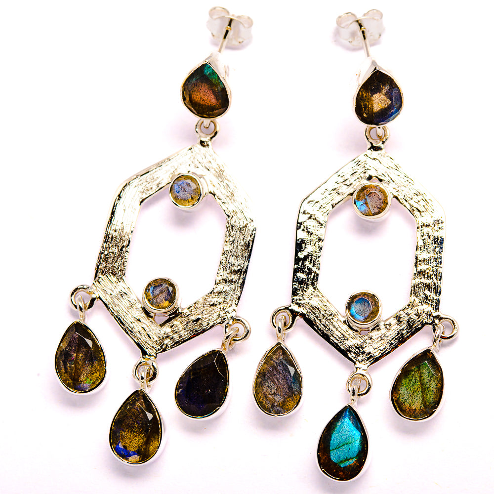 Signature Labradorite Earrings 2 3/8" (925 Sterling Silver) EARR431980