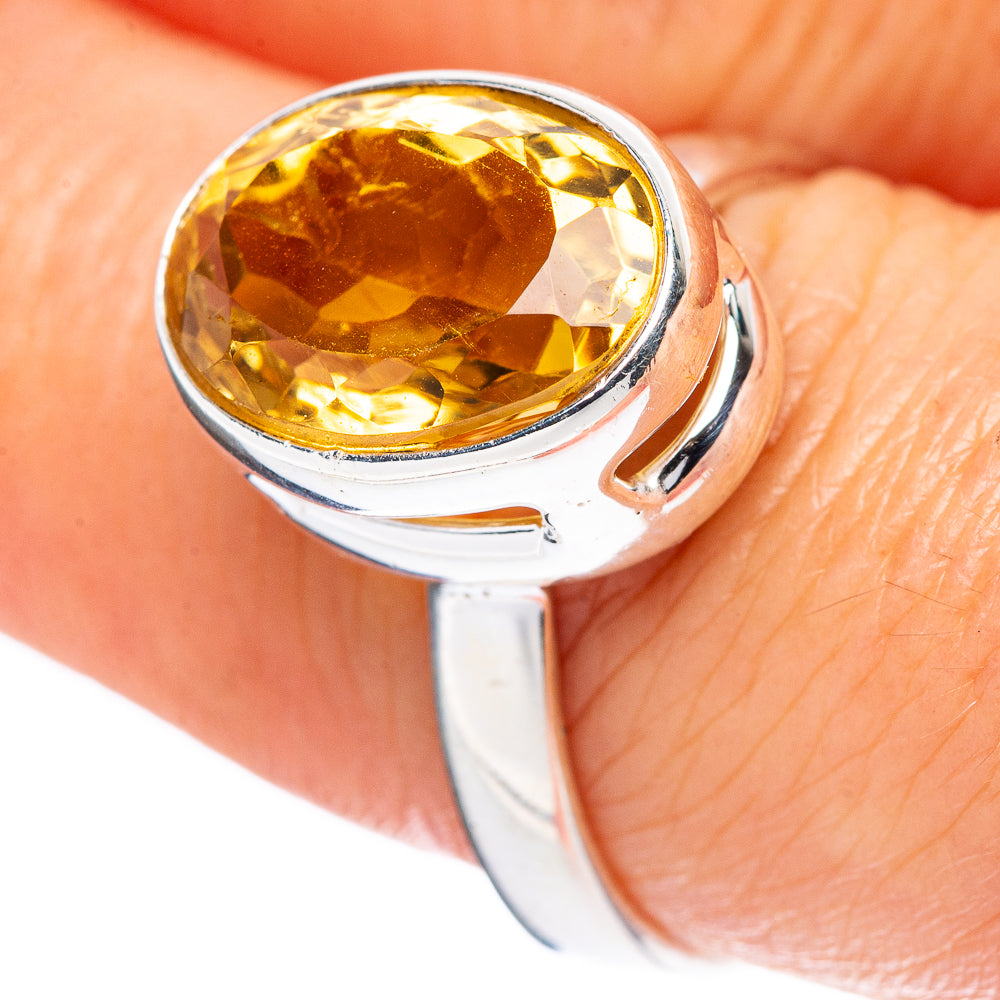 Faceted Citrine Ring Size 8.25 (925 Sterling Silver) R4524