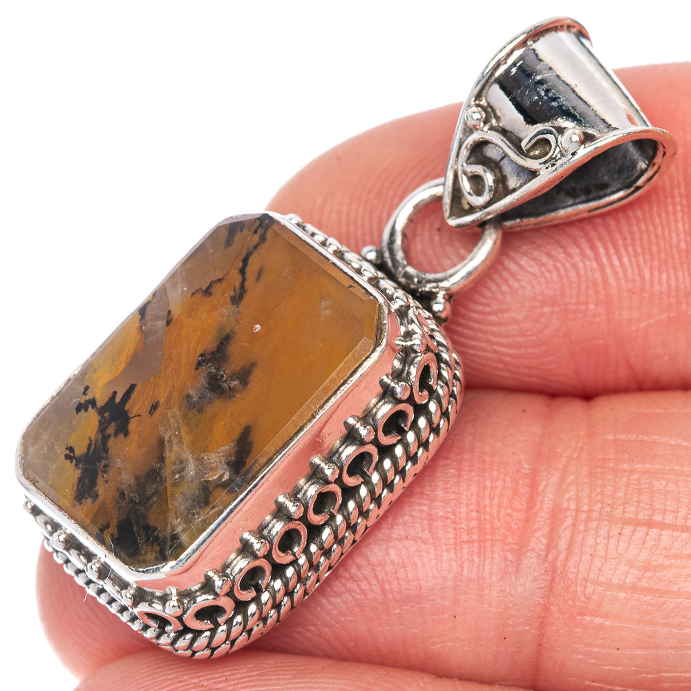 Scenic Dendritic Agate Pendant 1 3/8" (925 Sterling Silver) P40851