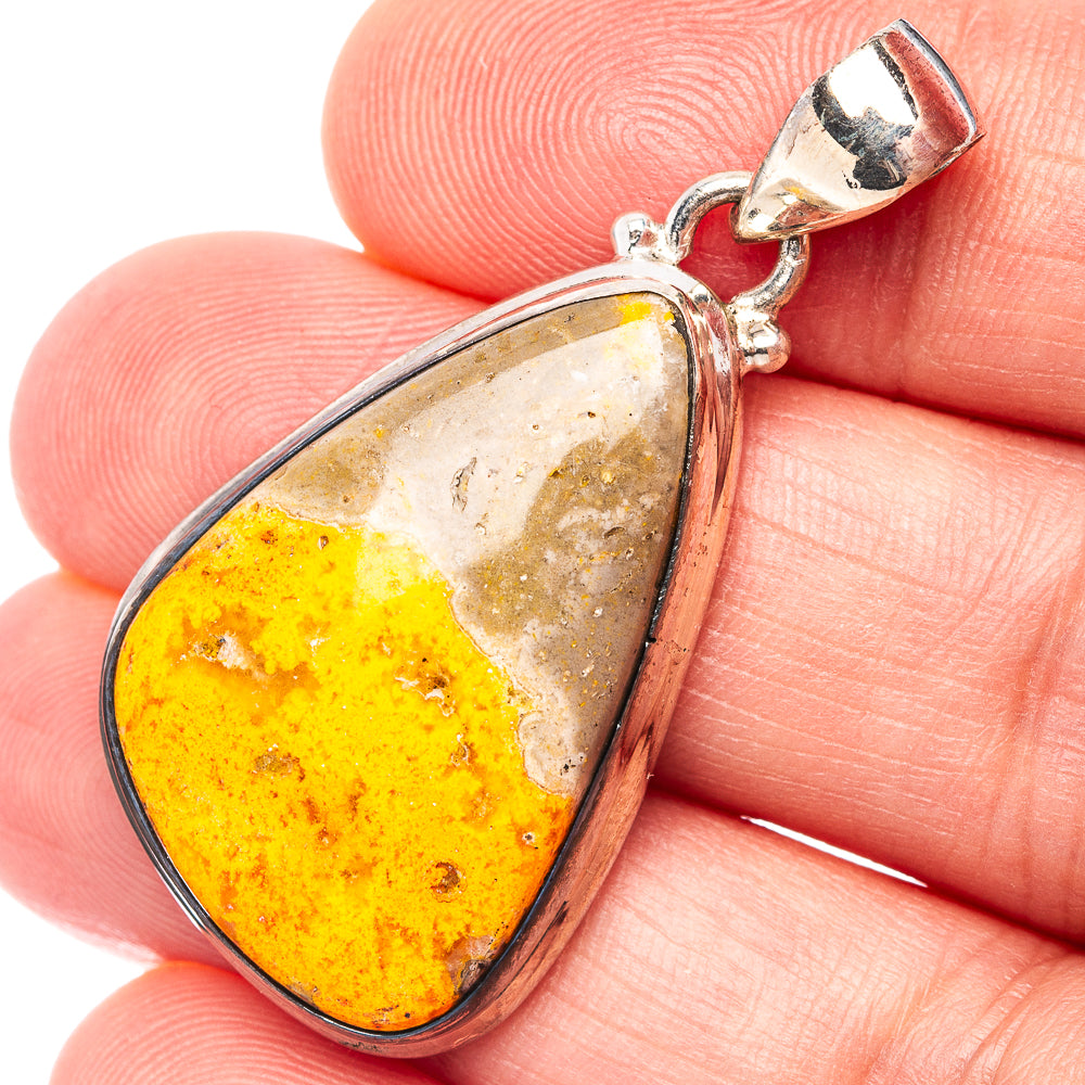 Bumblebee Jasper Pendant 1 5/8" (.925 Sterling Silver)