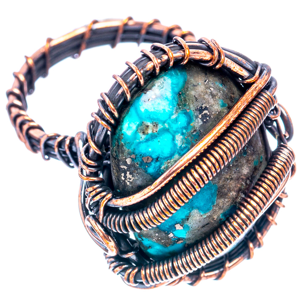 Turquoise Wire Wrap Ring Size 7 (Oxidized Copper)