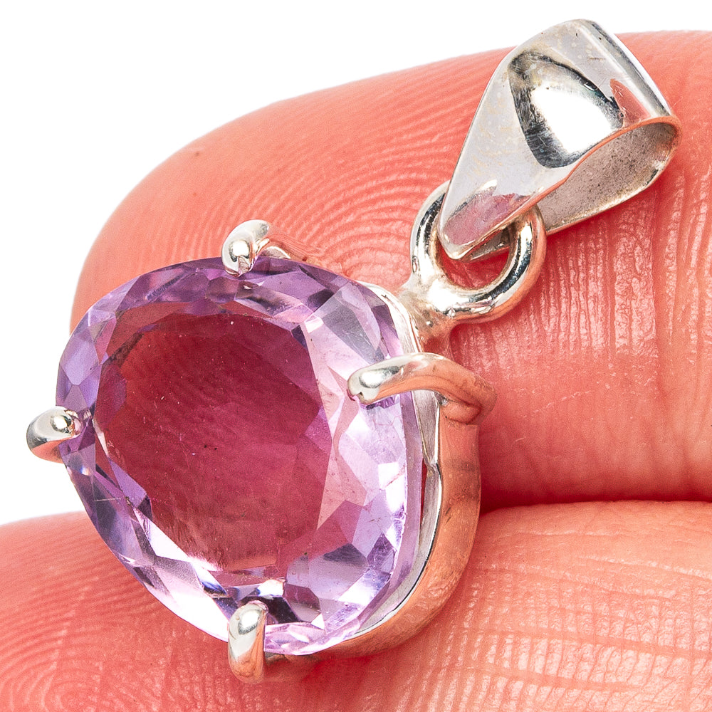 Faceted Amethyst Pendant 7/8" (925 Sterling Silver) P42996