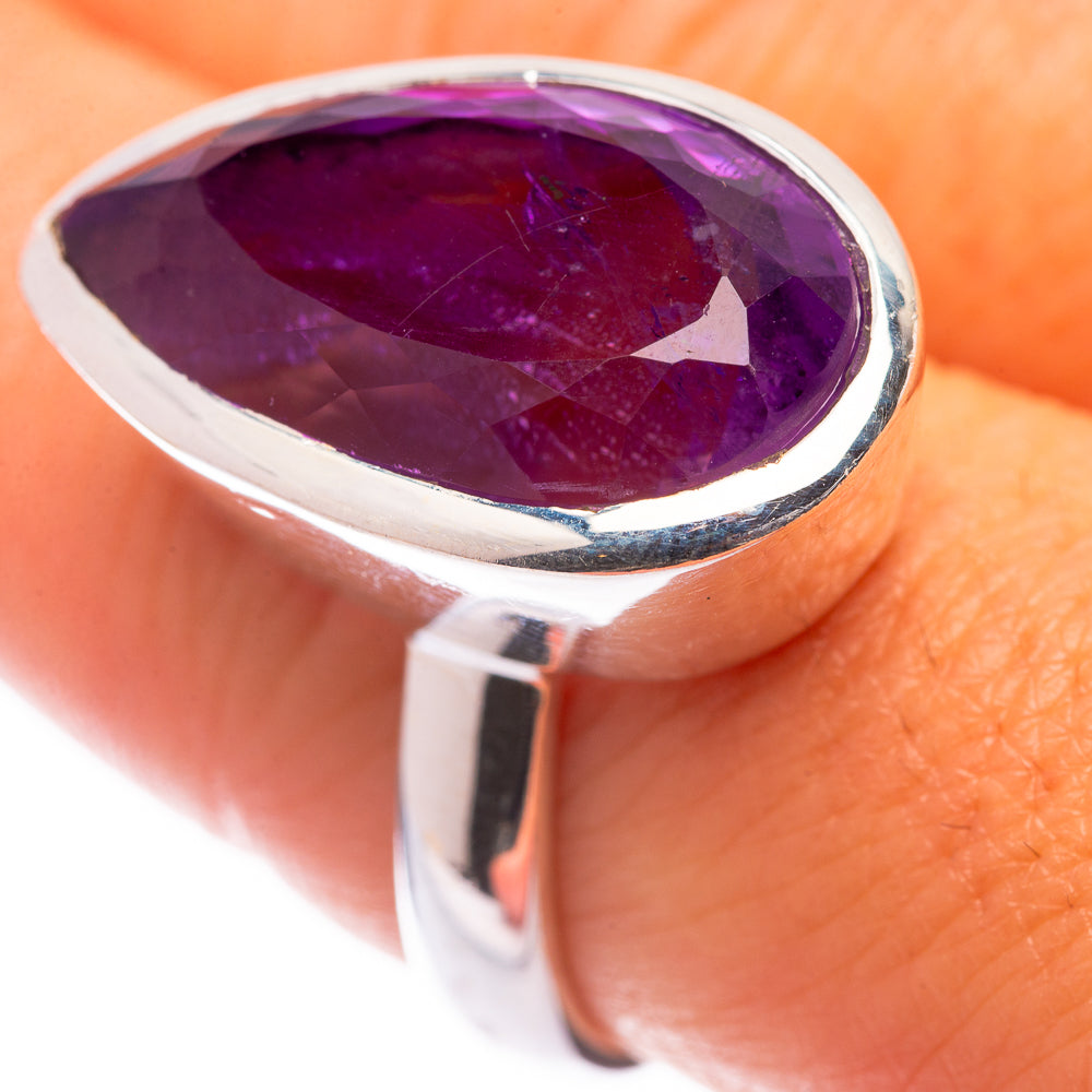 Faceted Amethyst Ring Size 8.25 (925 Sterling Silver) R140919