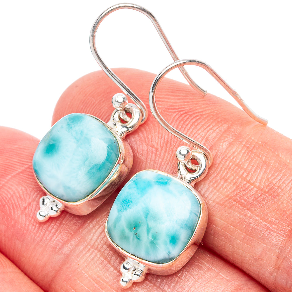 Larimar 925 Sterling Silver Earrings 1 1/8" (925 Sterling Silver) E1959