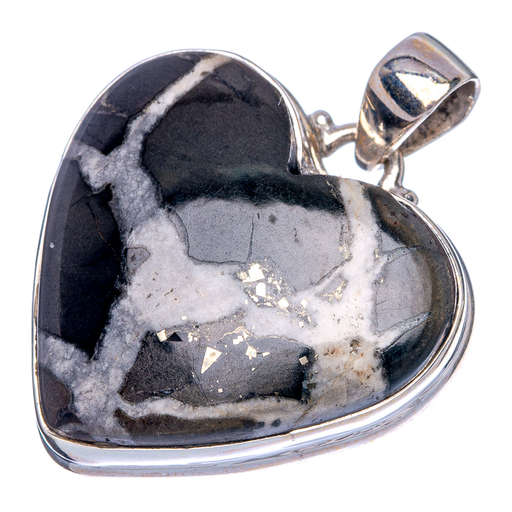 Septarian Geode Heart Pendant 1 3/8" (925 Sterling Silver) P40222