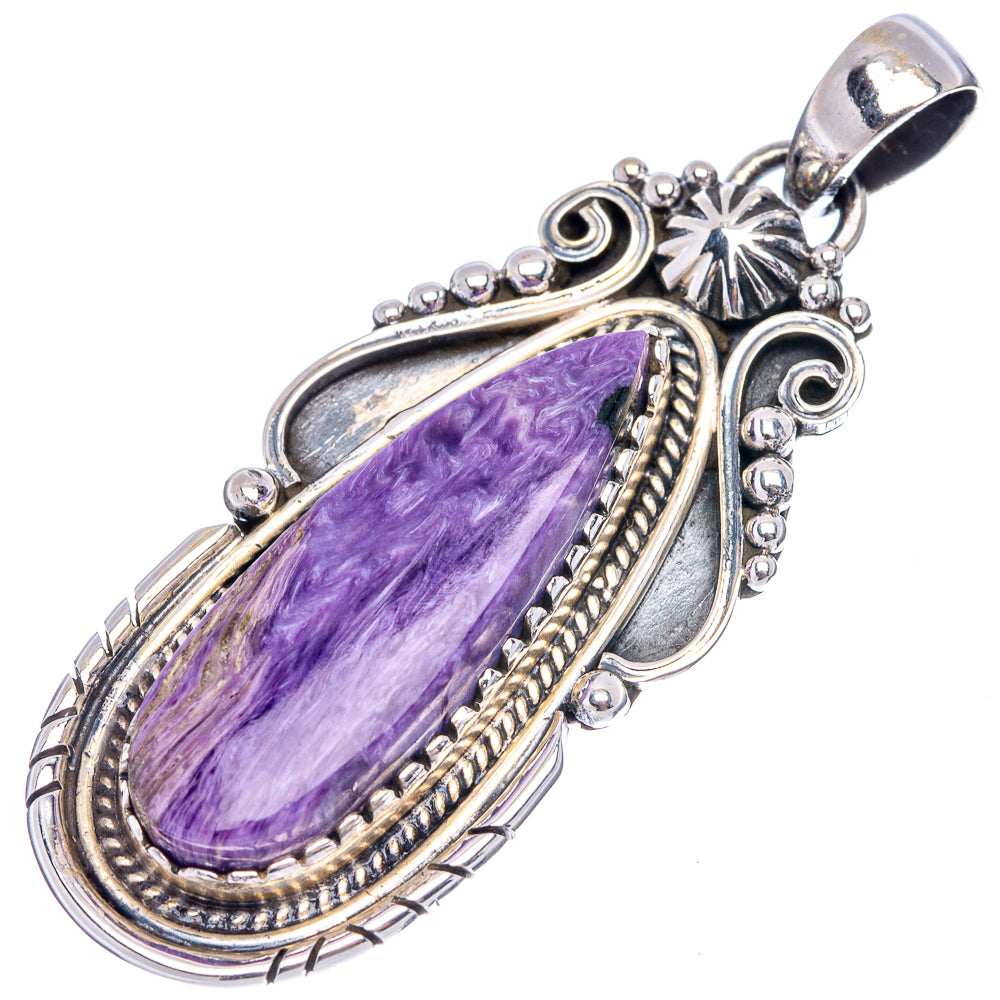 Premium Charoite Pendant 2 1/8" (.925 Sterling Silver)