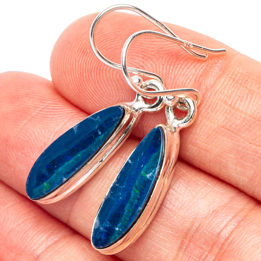 Rare Doublet Opal Earrings 1 3/8" (925 Sterling Silver) E2312