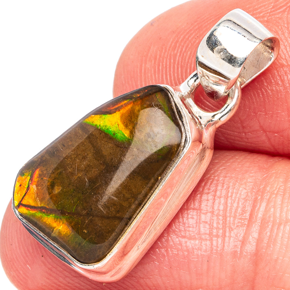 Rare Ammolite Pendant 1 1/8" (925 Sterling Silver) P43408