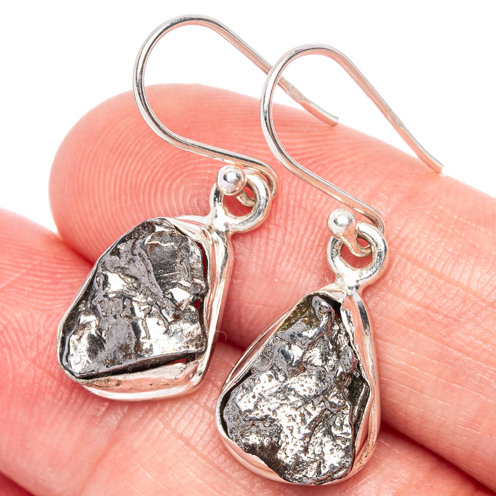Raw Meteorite Earrings 1 1/4" (925 Sterling Silver) E433264