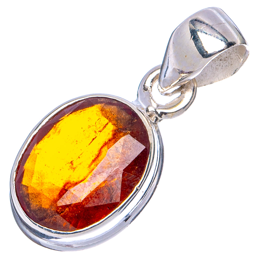Rare Hessonite Garnet Pendant 1" (.925 Sterling Silver)