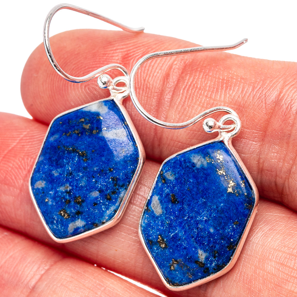 Lapis Lazuli Earrings 1 3/8" (.925 Sterling Silver)