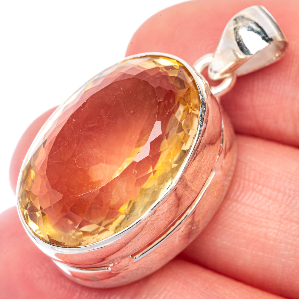 Faceted Premium Citrine Pendant 1 3/8" (925 Sterling Silver) P39872