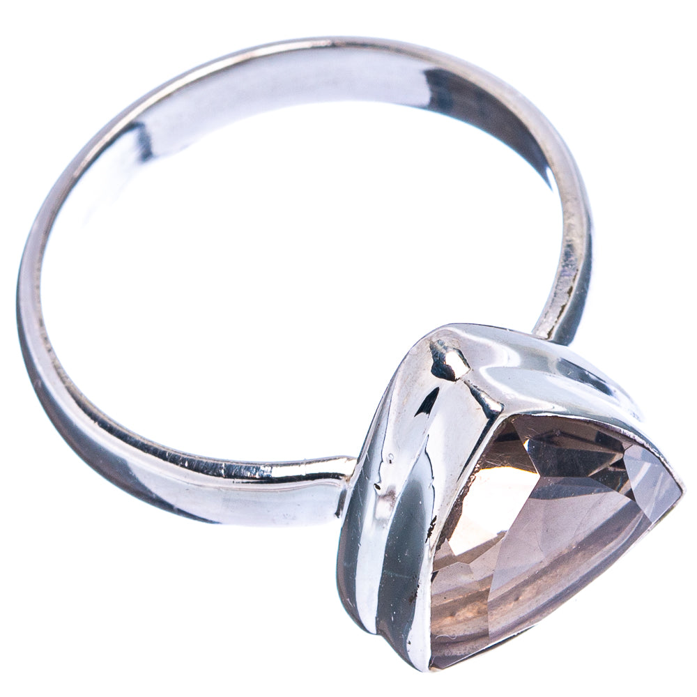 Faceted Smoky Quartz Ring Size 8.75 (.925 Sterling Silver)