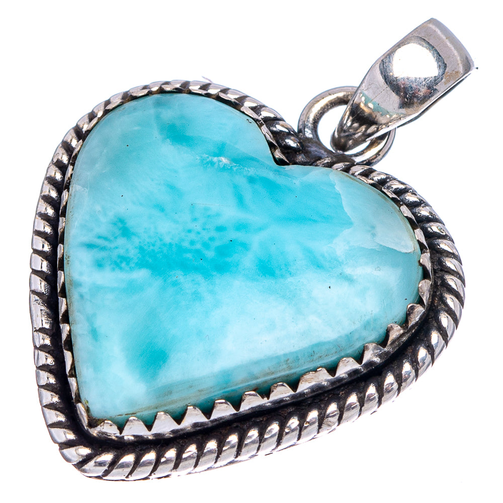 Rare Larimar Pendant 1 3/8" (.925 Sterling Silver)