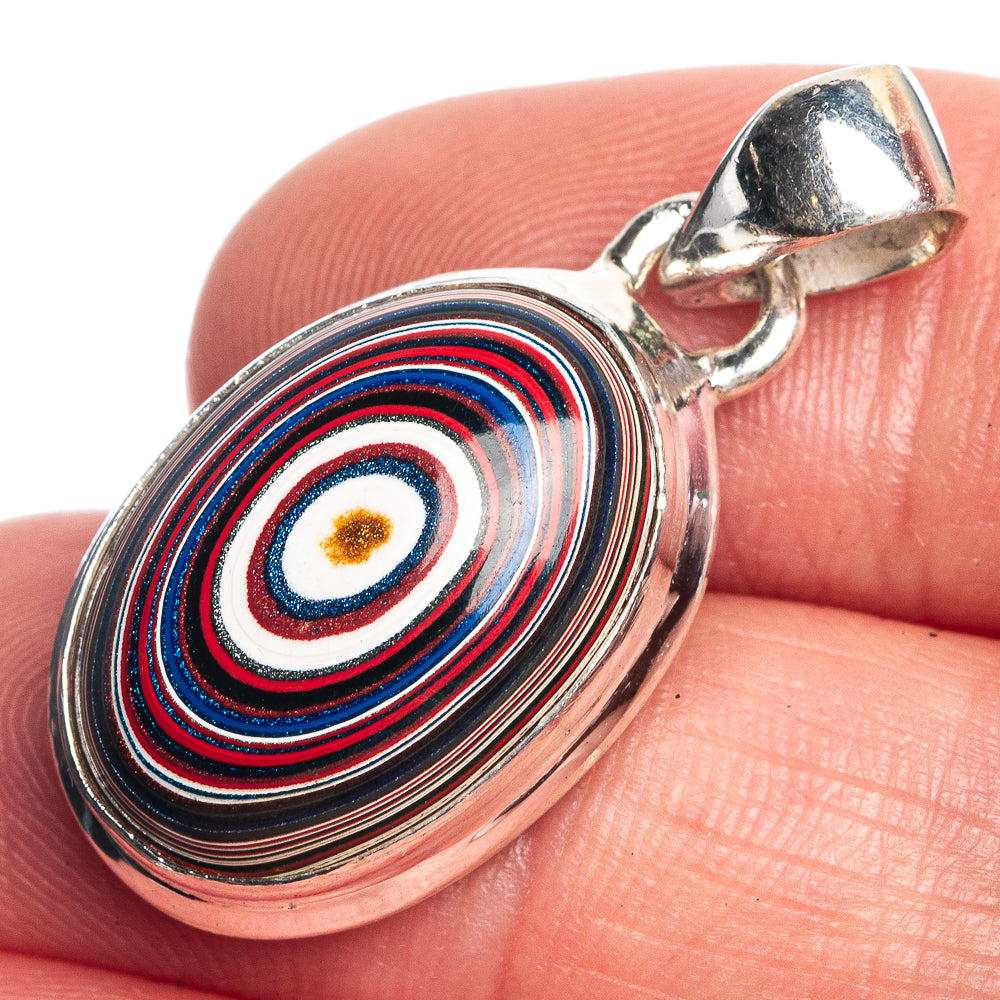 Fordite Pendant 1 1/4" (925 Sterling Silver) P39778