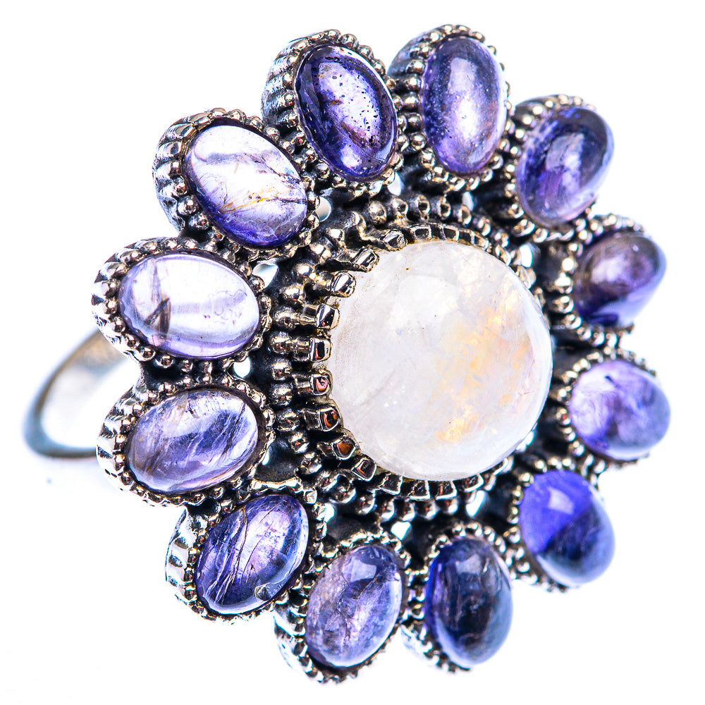 Large Rainbow Moonstone, Tanzanite Ring Size 10 (925 Sterling Silver) RING140186
