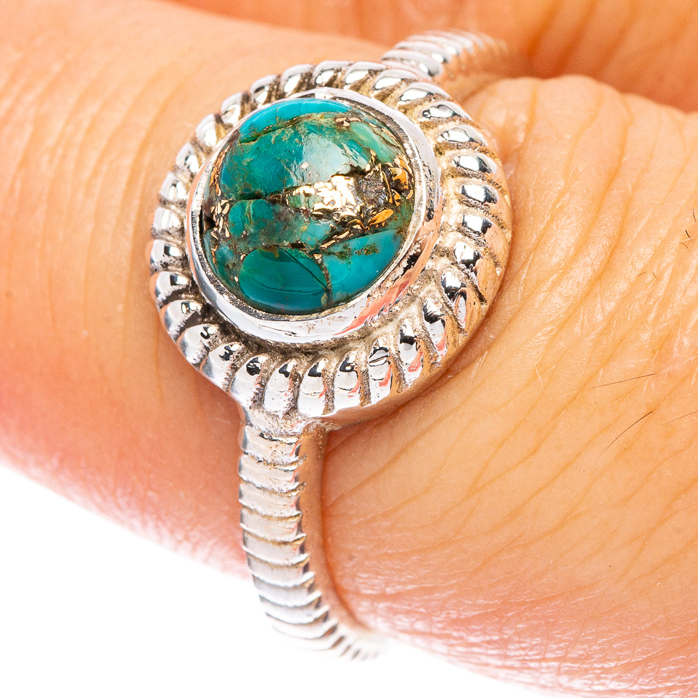 Blue Copper Composite Turquoise Ring Size 7.5 (925 Sterling Silver) R146773