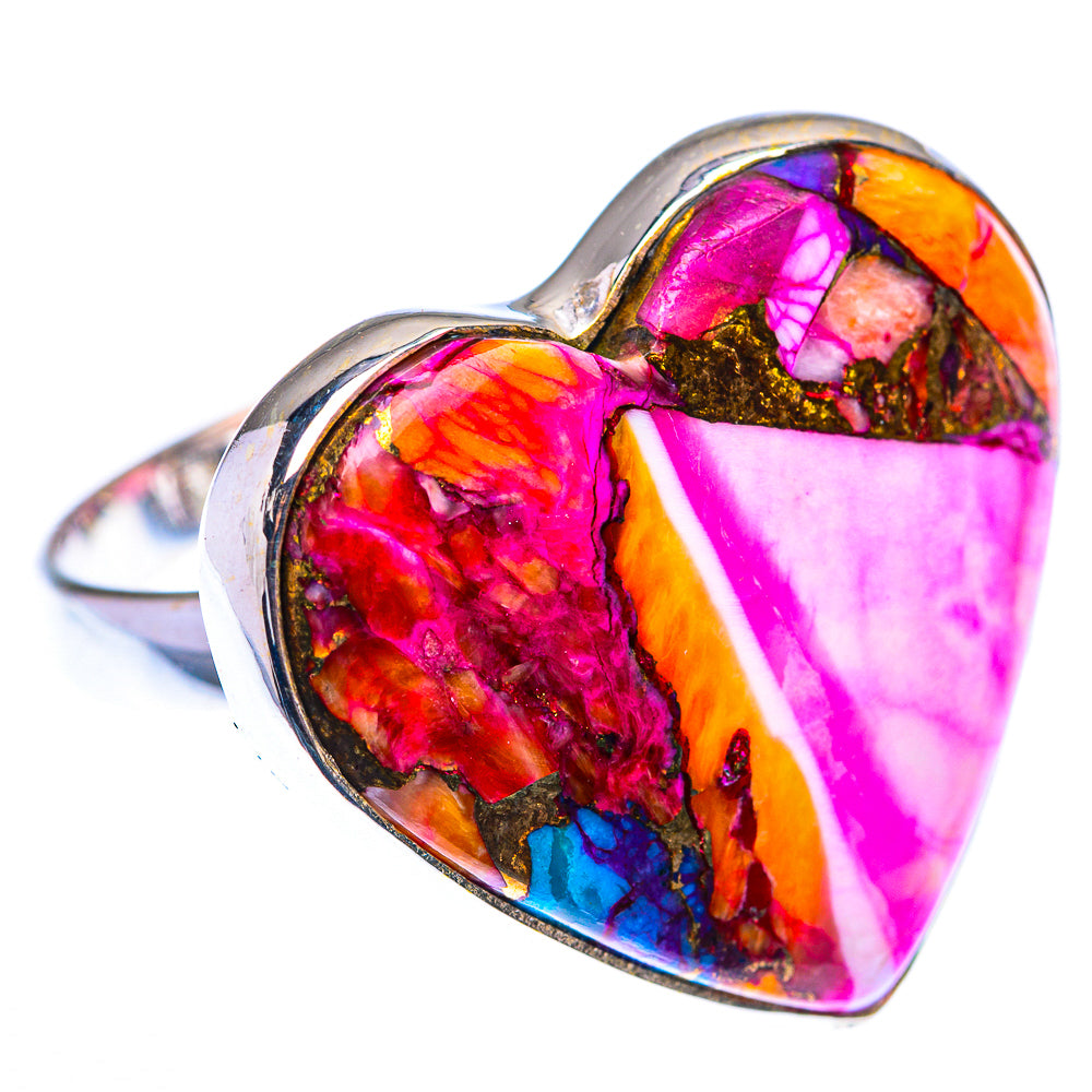 Large Kingman Pink Dahlia Turquoise Ring Size 10.25 (925 Sterling Silver) RING140242