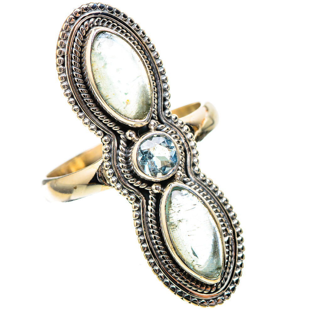 Large Natural Aquamarine, Blue Topaz Ring Size 10.75 (925 Sterling Silver) RING137936