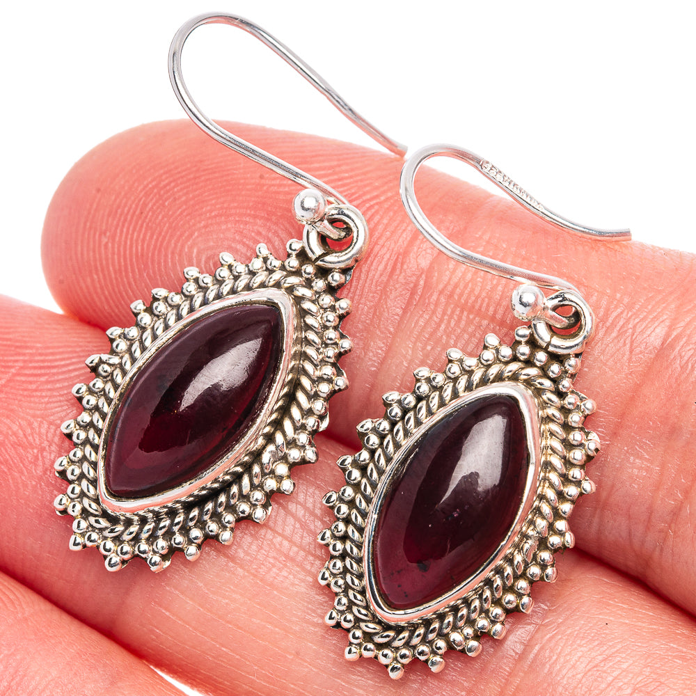 Garnet Earrings 1 3/8" (925 Sterling Silver) E433460