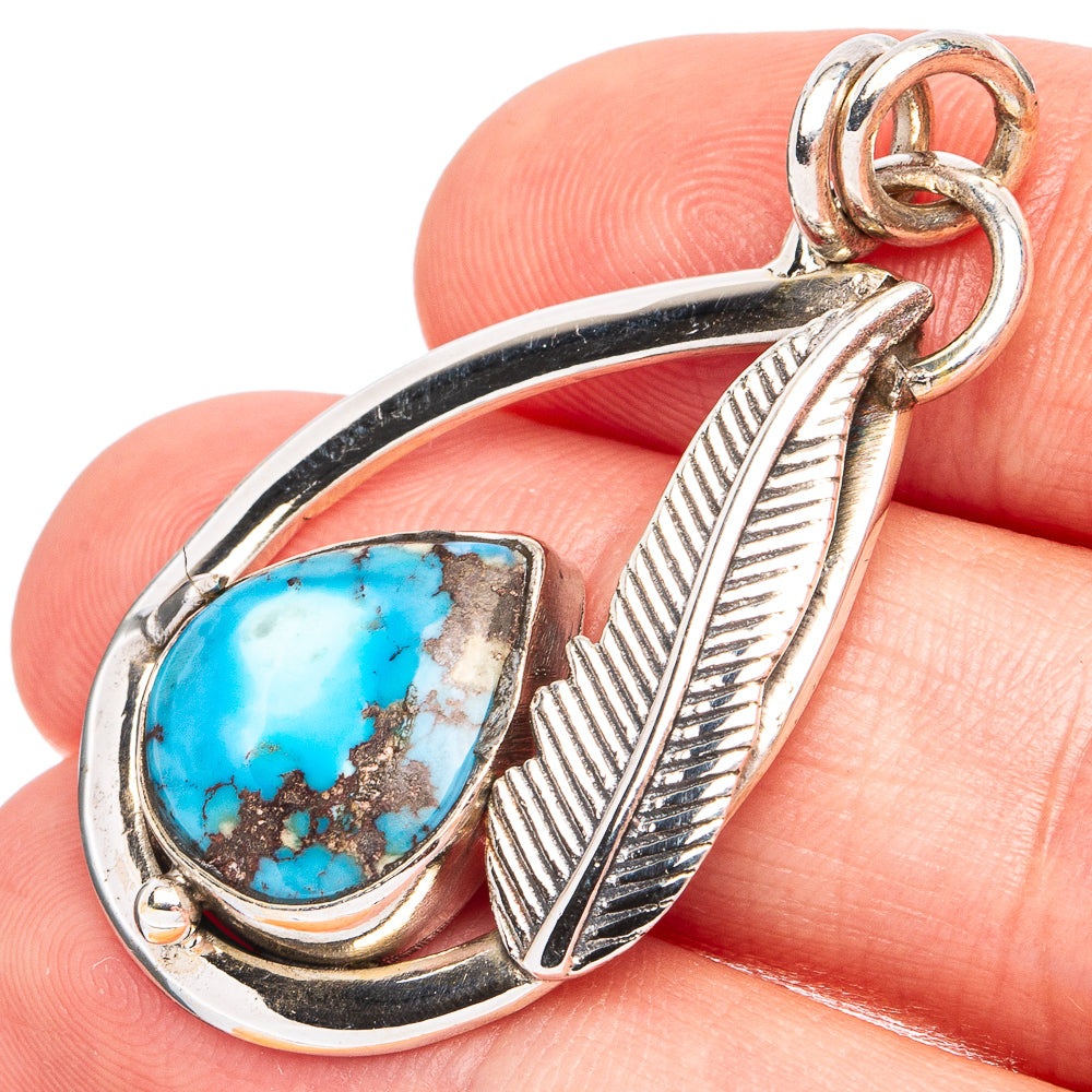 Rare Golden Hills Turquoise Pendant 1 5/8" (925 Sterling Silver) P45097