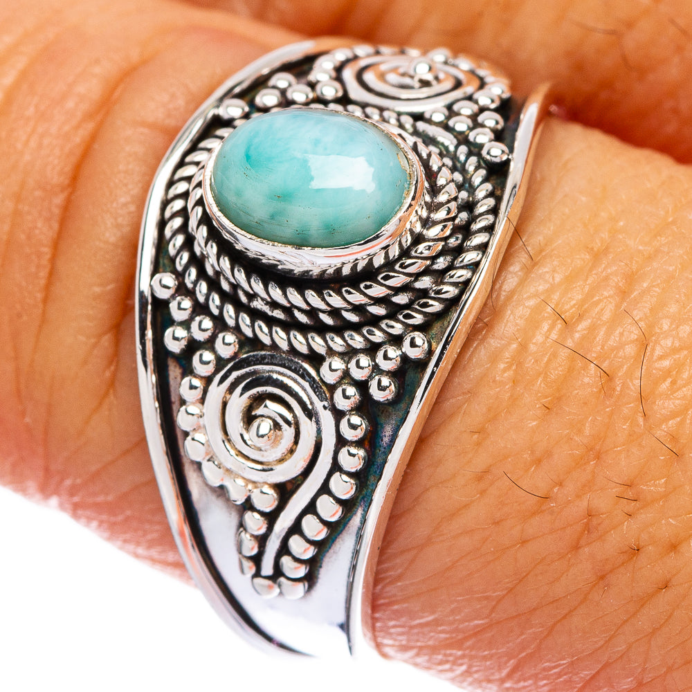 Rare Larimar Ring Size 9 (925 Sterling Silver) R146426