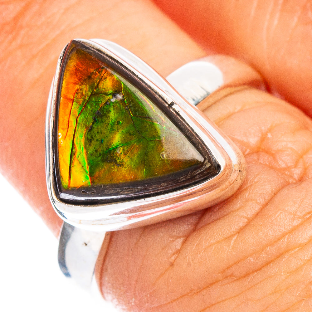 Rare Ammolite Ring Size 6 (925 Sterling Silver) R7883