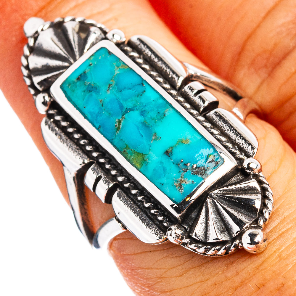 Native Style Mohave Turquoise Ring Size 7 (.925 Sterling Silver)