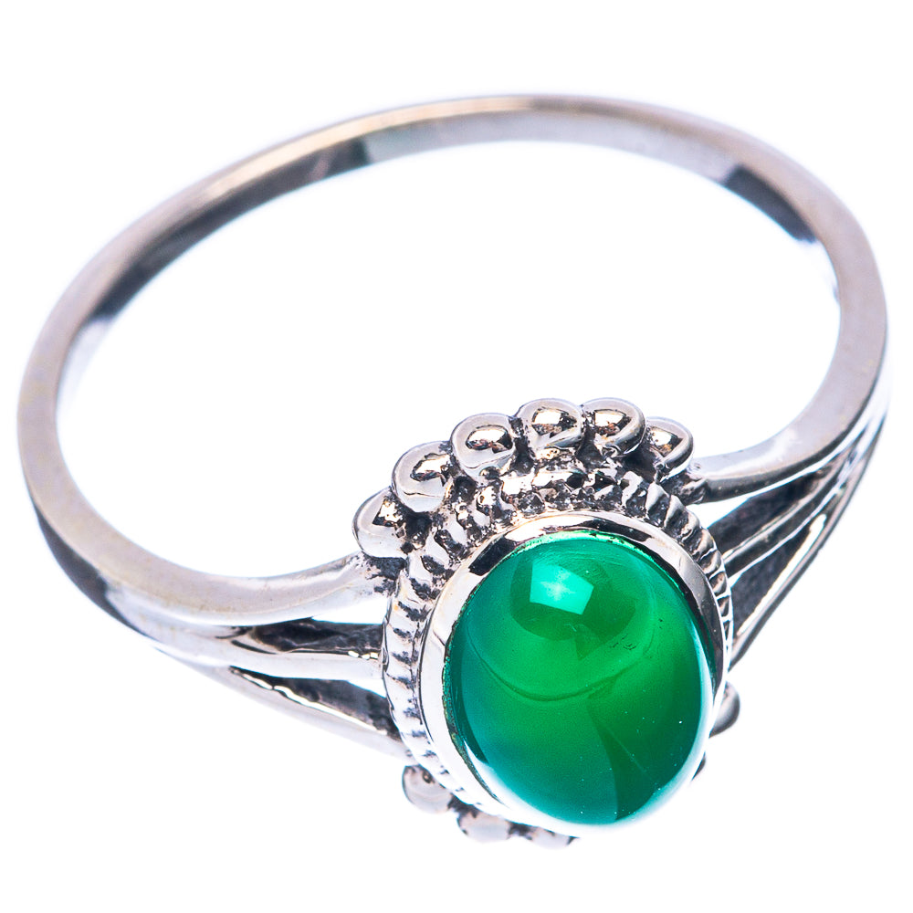 Green Onyx Ring Size 7.75 (925 Sterling Silver) R5634