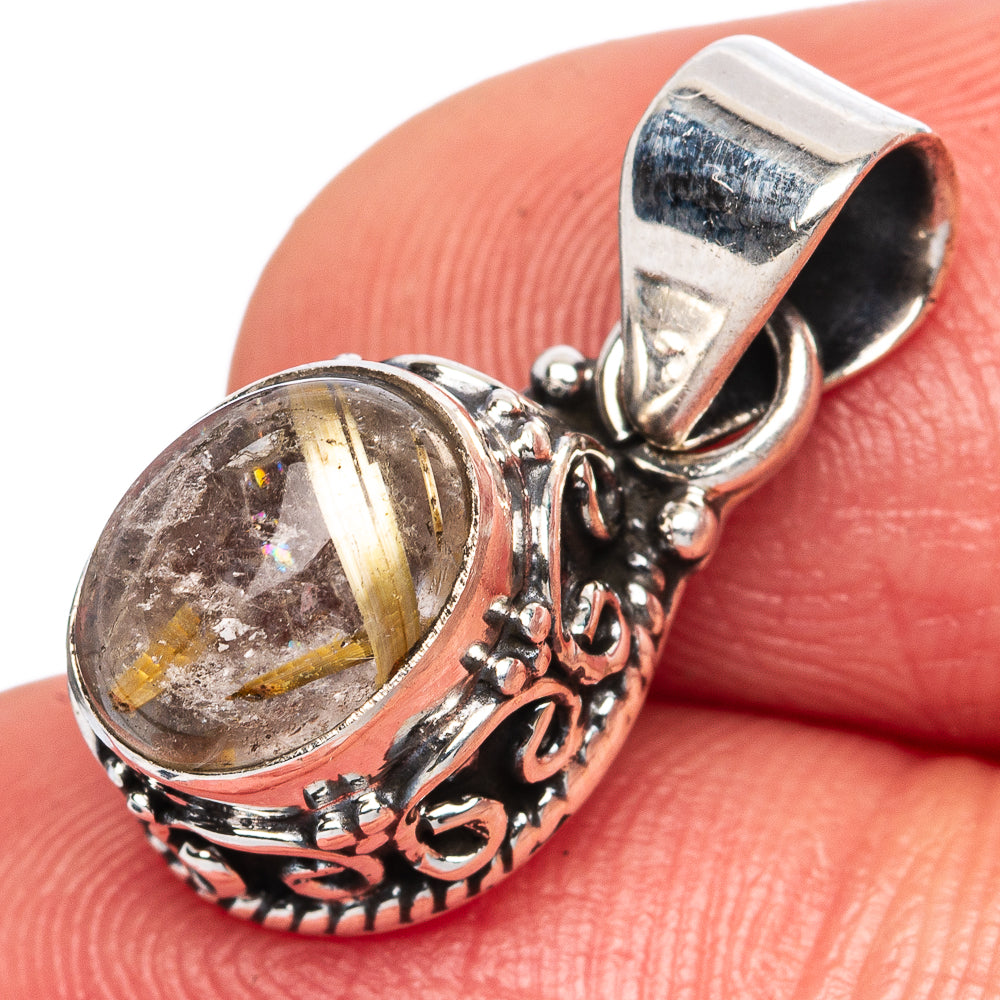 Rutilated Quartz Pendants 7/8" (925 Sterling Silver) P42341