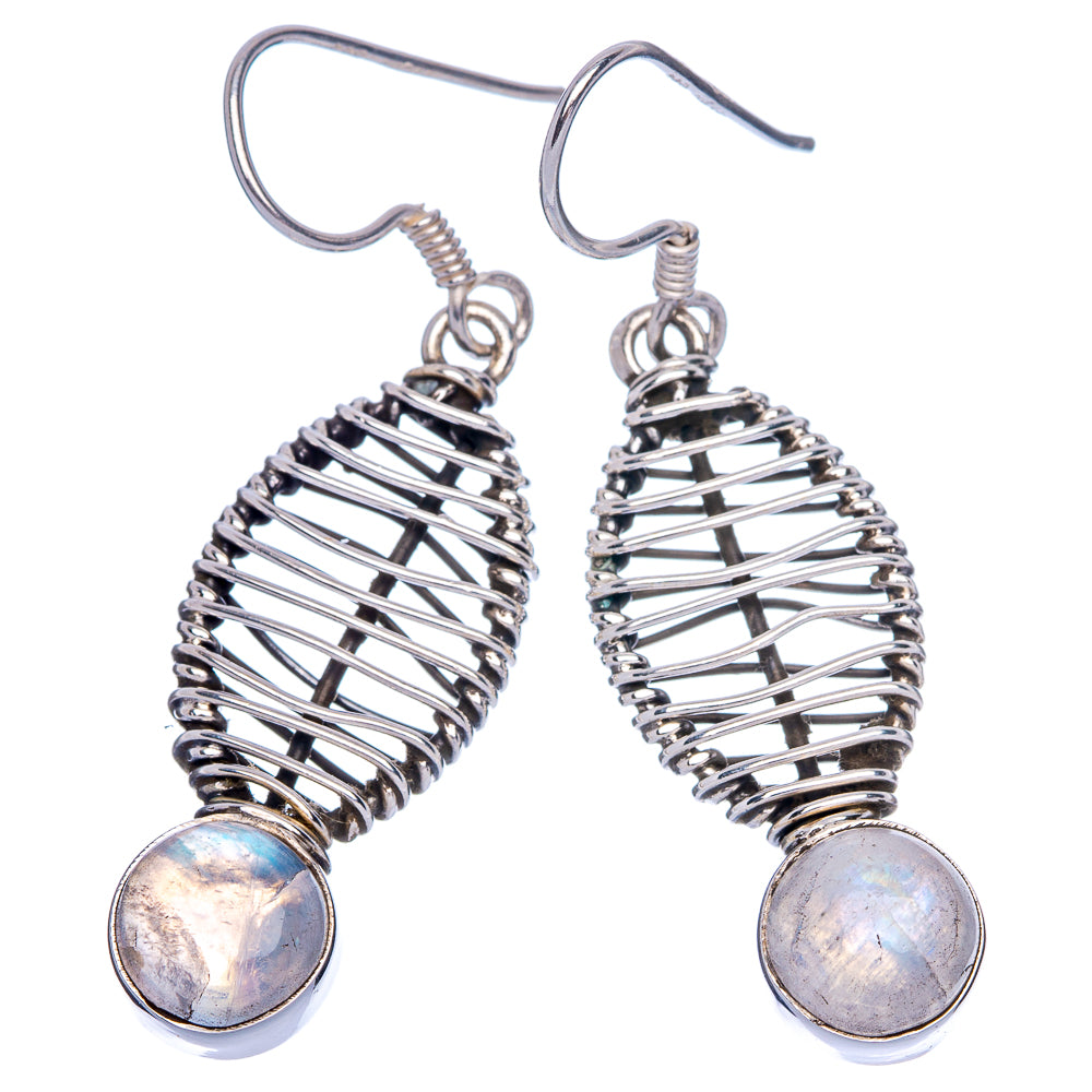 Rainbow Moonstone Earrings 1 5/8" (925 Sterling Silver) E433248
