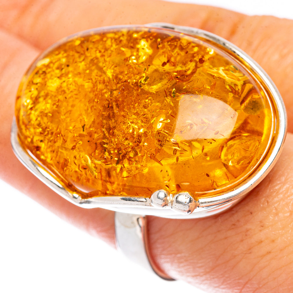 Baltic Amber Ring Size 8.5 (925 Sterling Silver) R1857