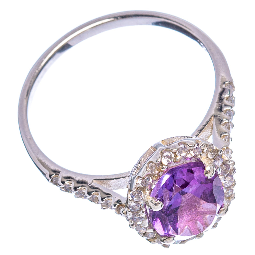 Amethyst, Cubic Zirconia Ring Size 7 (.925 Sterling Silver)