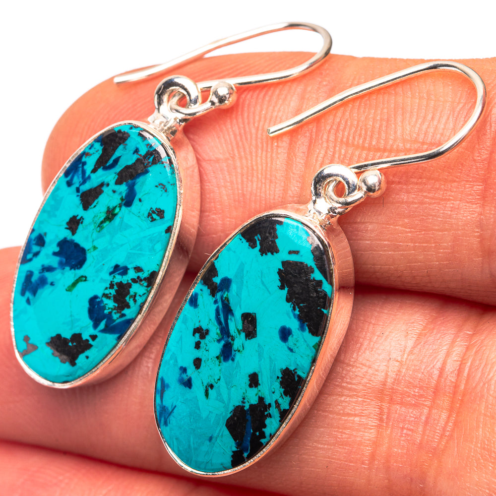 Shattuckite Earrings 1 3/8" (925 Sterling Silver) E432242