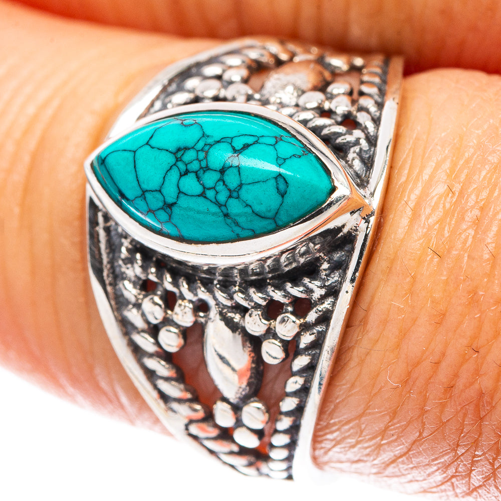 Tibetan Turquoise Dainty Ring Size 7.75 (925 Sterling Silver) R5963