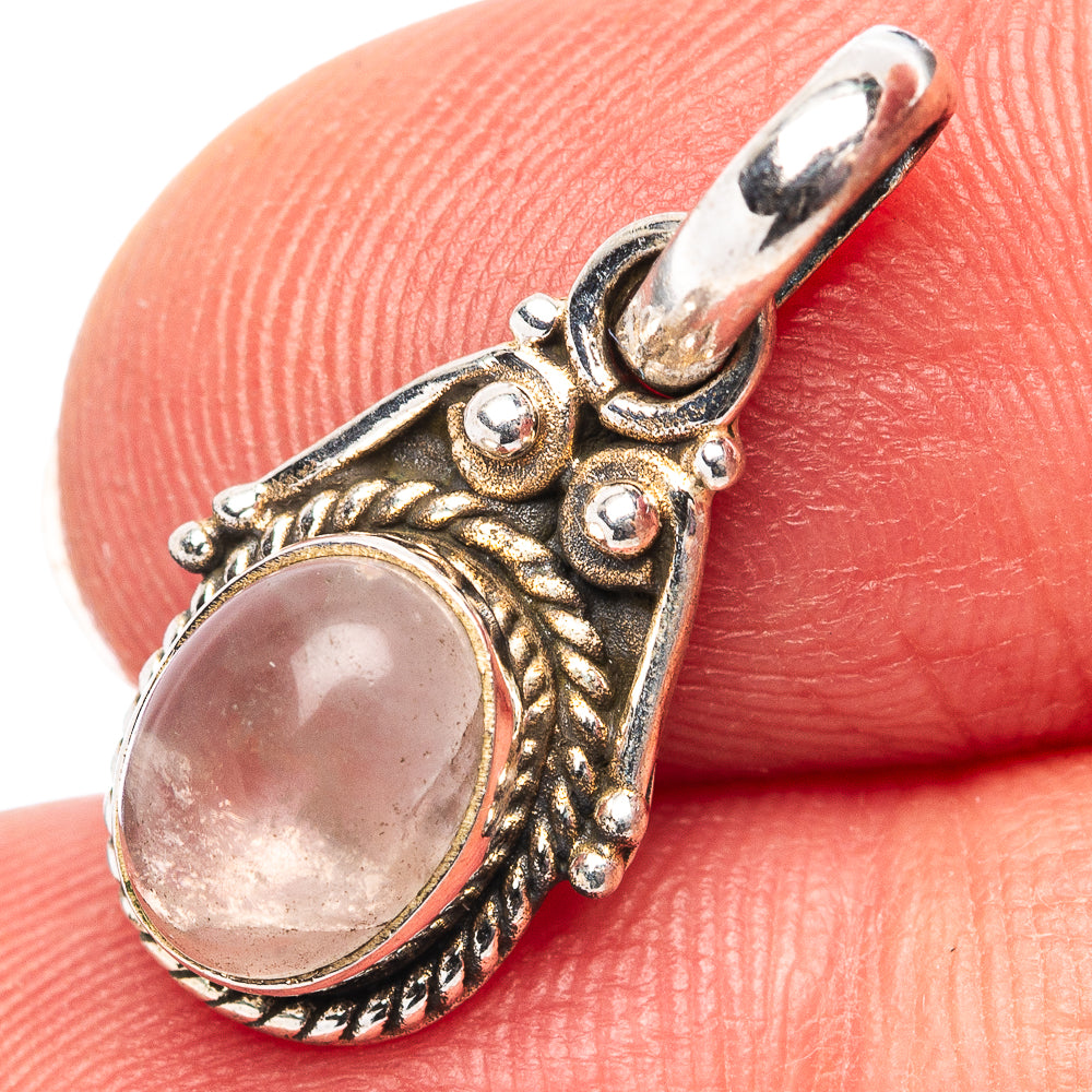 Dainty Rose Quartz Pendant 7/8" (.925 Sterling Silver)