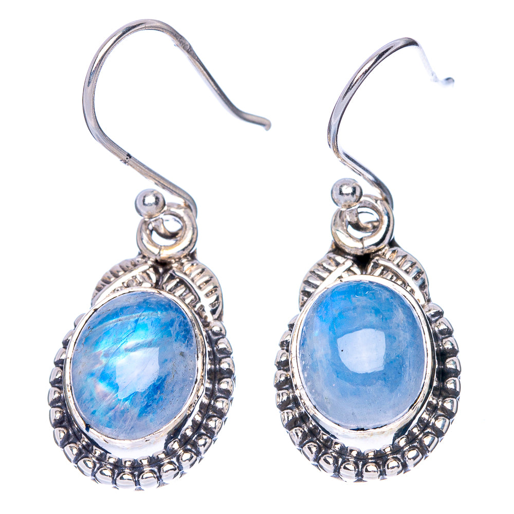 Rainbow Moonstone Earrings 1 1/4" (925 Sterling Silver) E1409