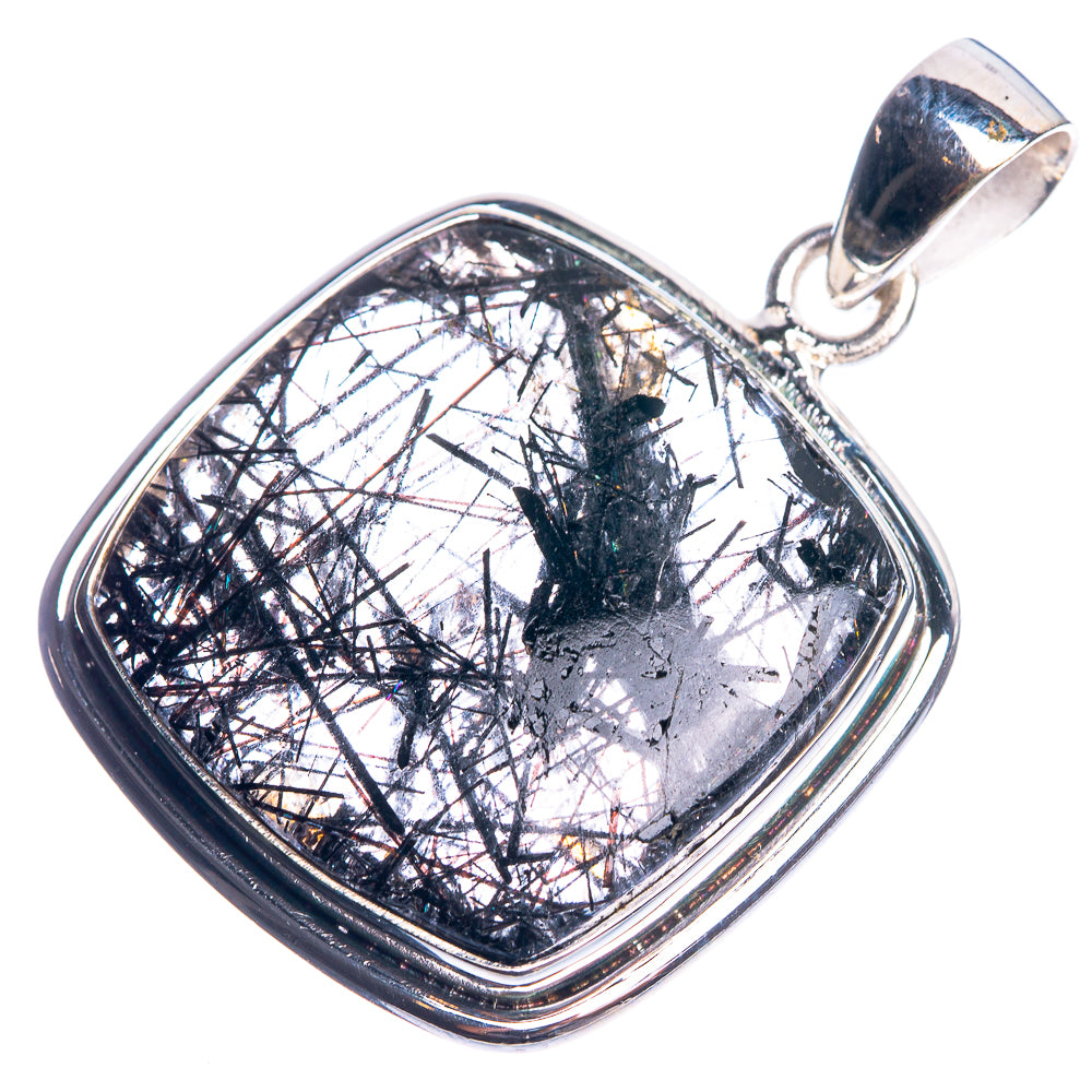 Tourmalinated Quartz 925 Sterling Silver Pendant 1 3/8"