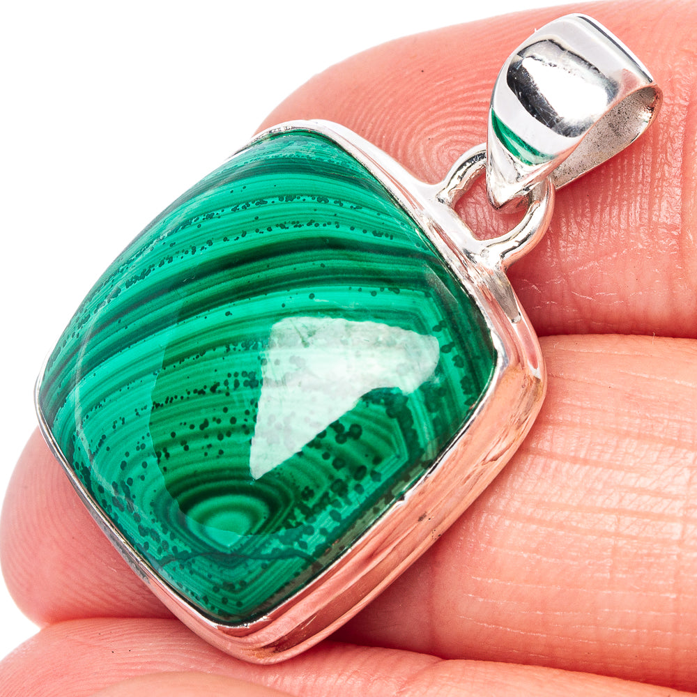 Malachite Pendant 1 1/4" (925 Sterling Silver) P42453