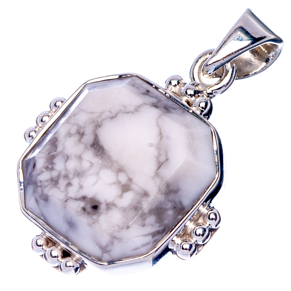 Premium Howlite Pendant 1 1/8" (925 Sterling Silver) P41169