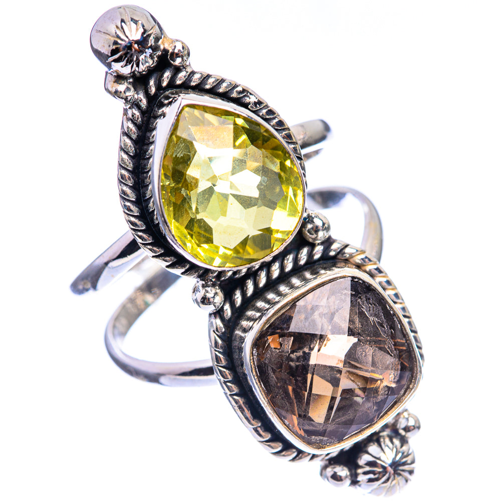 Large Smoky Quartz, Citrine Ring Size 11 (925 Sterling Silver) R143025
