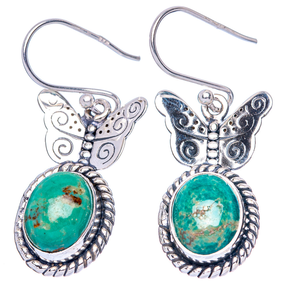Chrysocolla Butterfly Earrings 1 3/8" (925 Sterling Silver) E1387