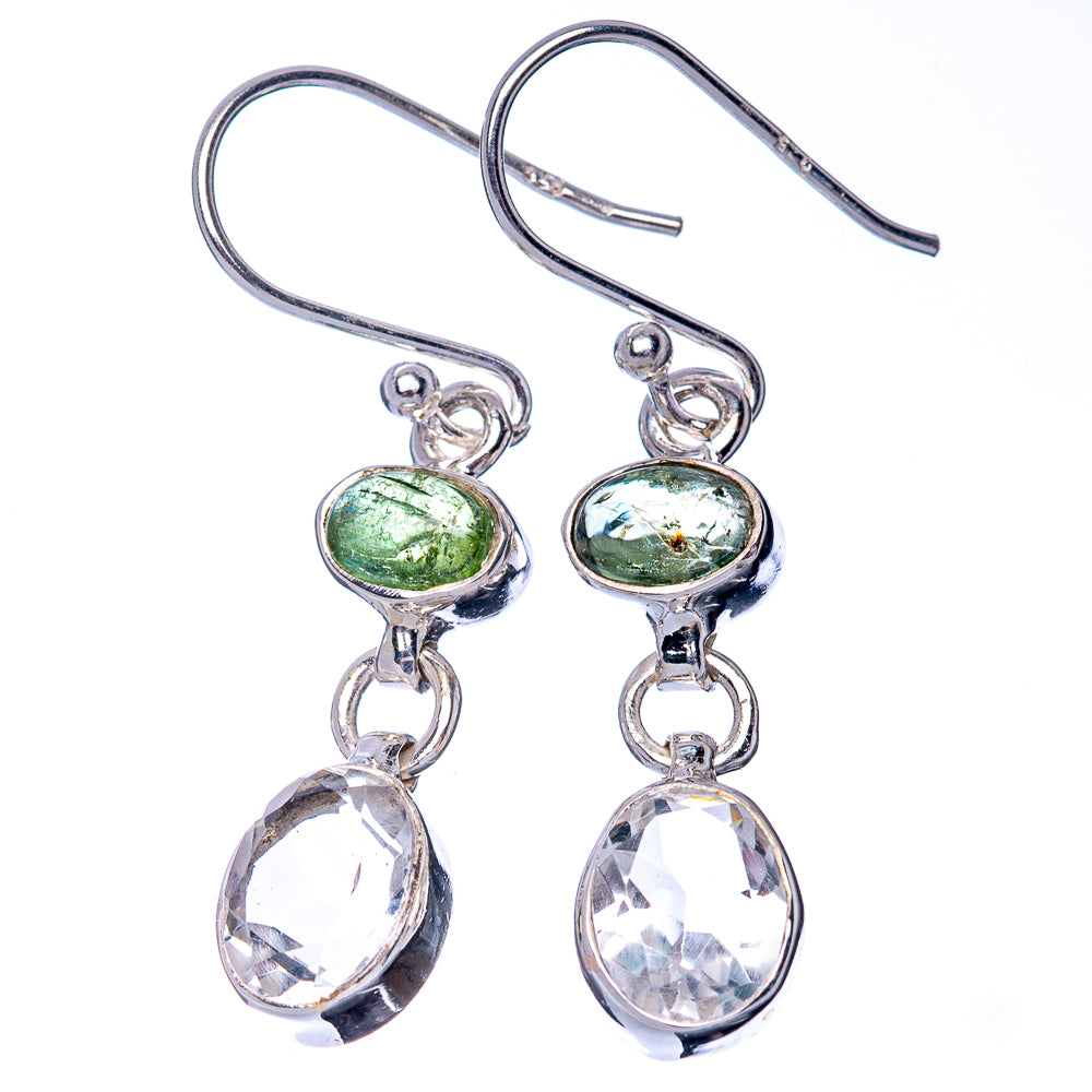 White Quartz, Peridot 925 Sterling Silver Earrings 1 3/8" (925 Sterling Silver) E1430