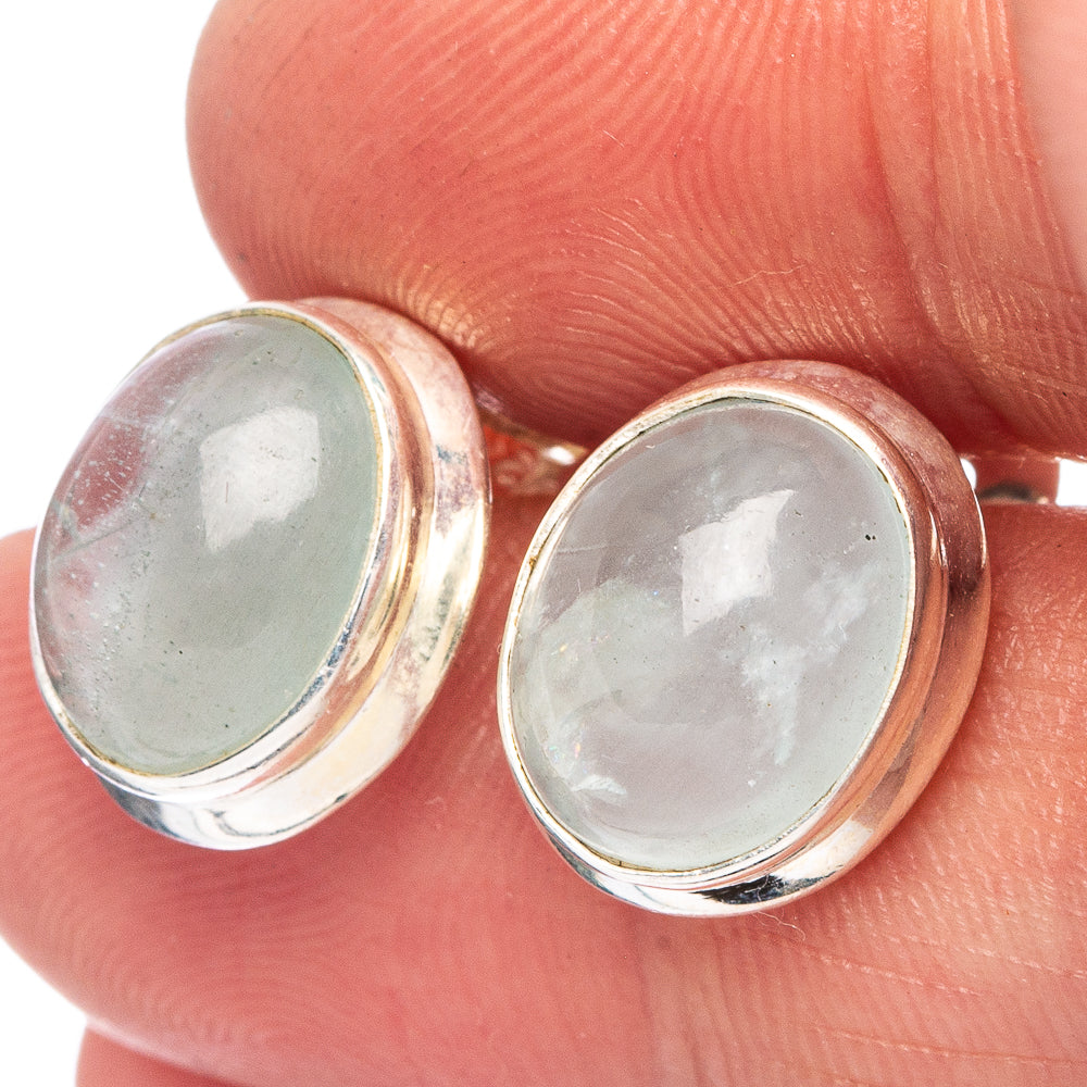 Aquamarine 925 Sterling Silver Earrings 1/2" (925 Sterling Silver) E2128