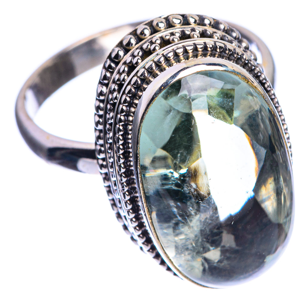Faceted Green Amethyst Ring Size 9.75 (925 Sterling Silver) R144091
