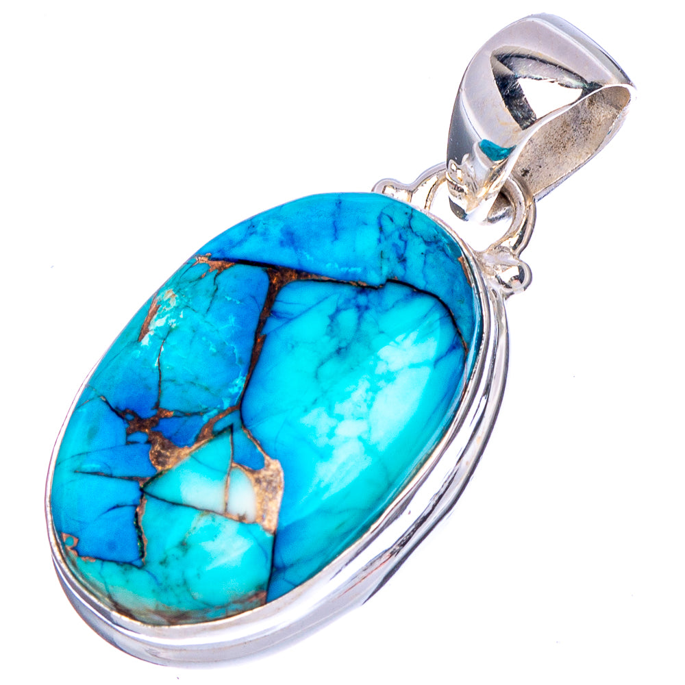 Ice Blue Dahlia Mohave Turquoise Pendant 1 1/4" (.925 Sterling Silver)