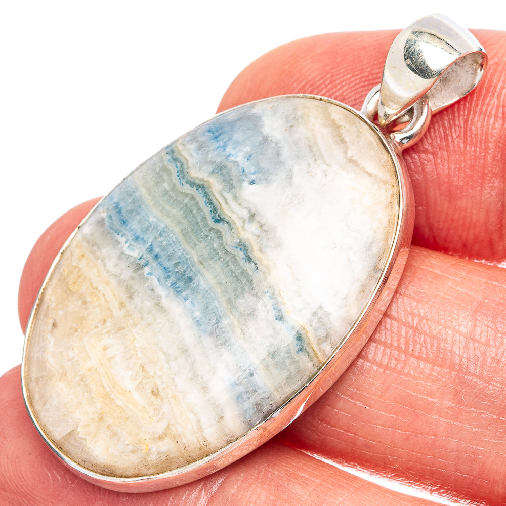 Blue Scheelite Pendant 1 5/8" (925 Sterling Silver) P43286